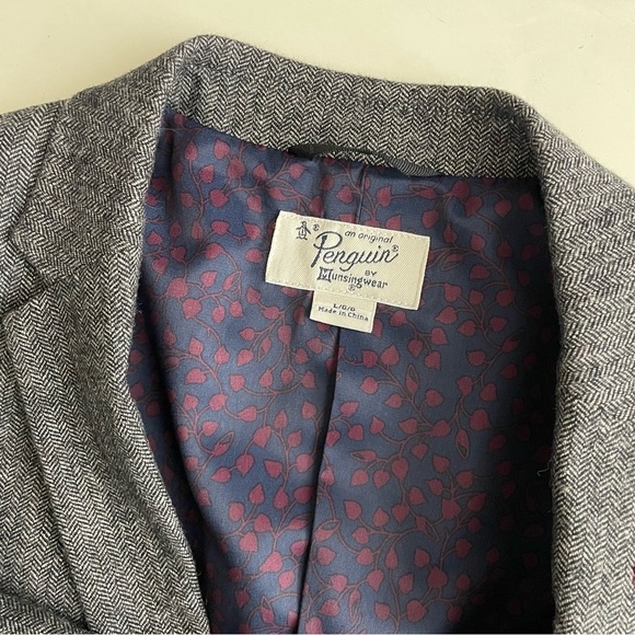Original Penguin Men’s Decon Tweed Blazer Jacket Size Large Gray Wool Blend - Picture 5 of 8
